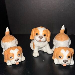 Vintage- HOMCO #1407 springer spaniel bisque porcelain 3” figurines